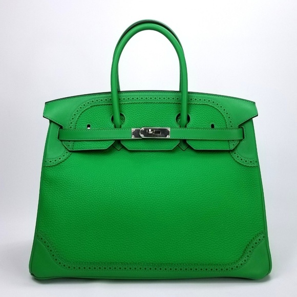 NEW HERMES BIRKIN 35 GHILLIES BAMBOO TOGO PHW - Picture 8 of 8